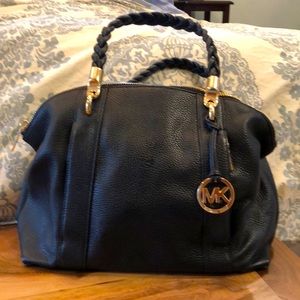 Michael Kors Black Pebbled Leather Satchel / Crossbody Handbag